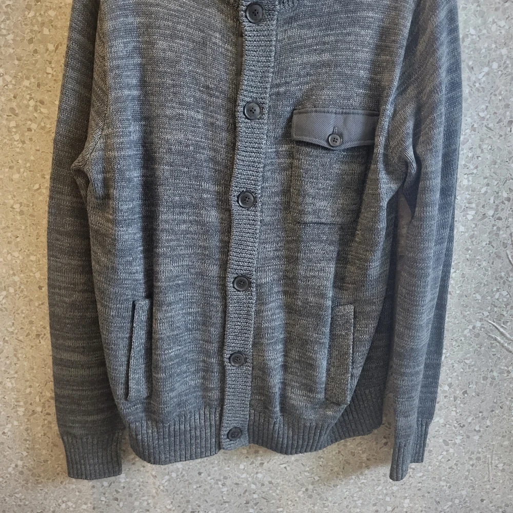 MERINO BAY, Men's Cardigan, 3 Pockets, Office, Cocktails, Business, Gray ,Size L